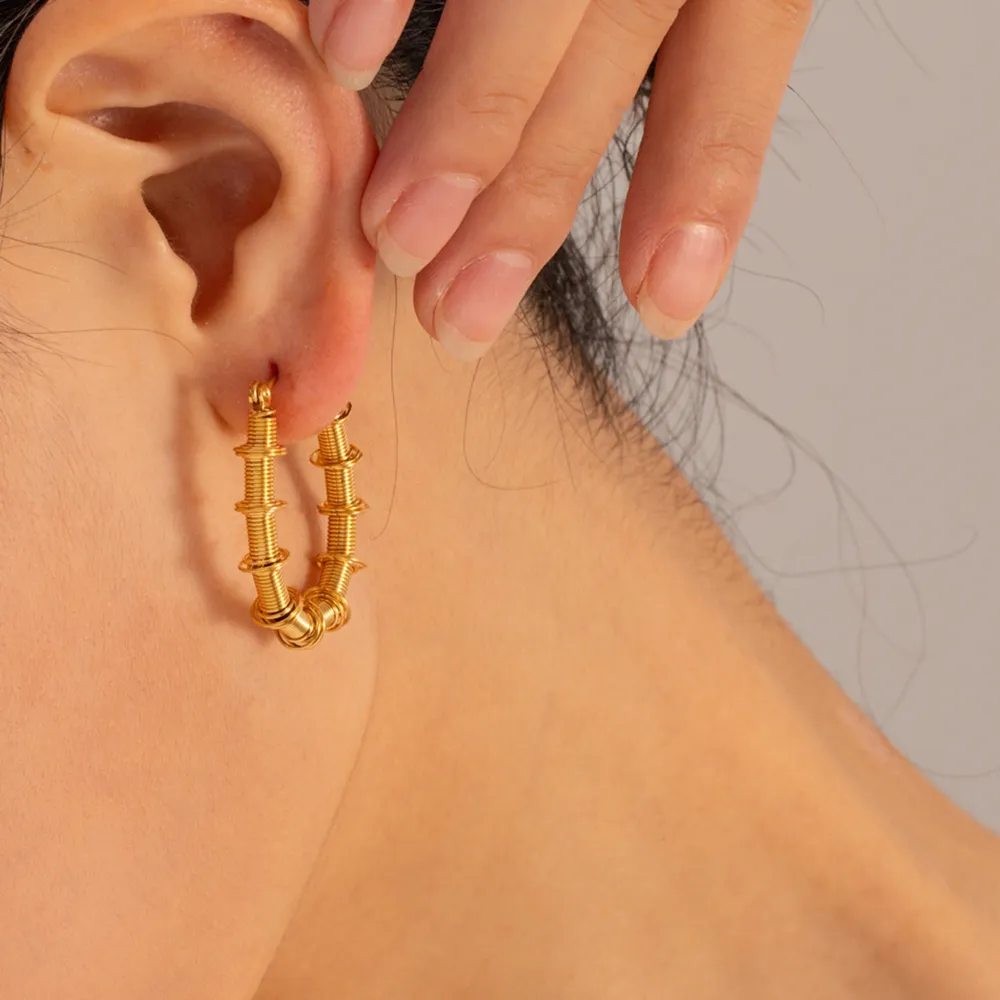 Gold-Plated Stainless Steel Hoop Earrings, image 5