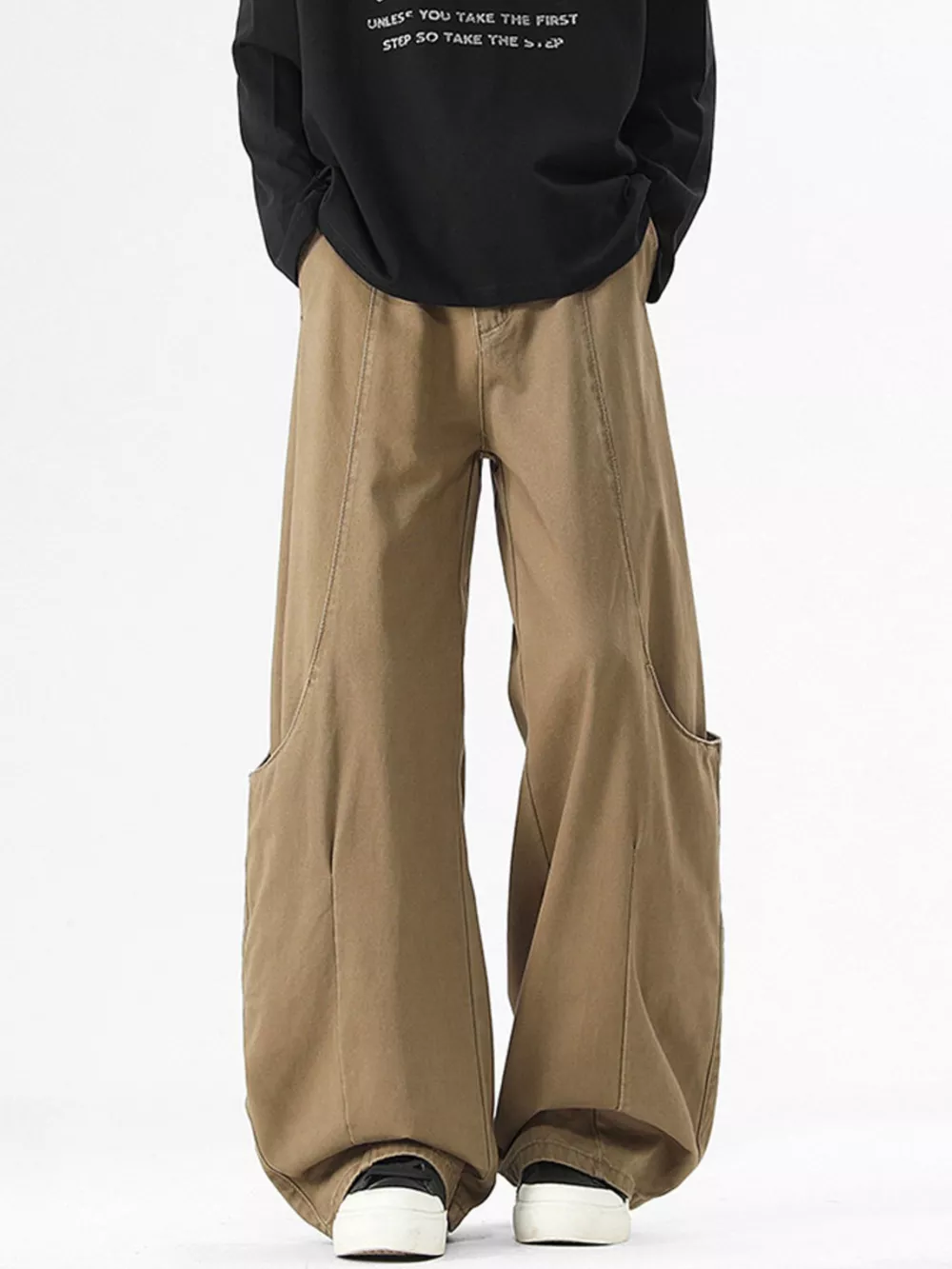 Men's Wide Leg Casual Cargo Pants, image 7