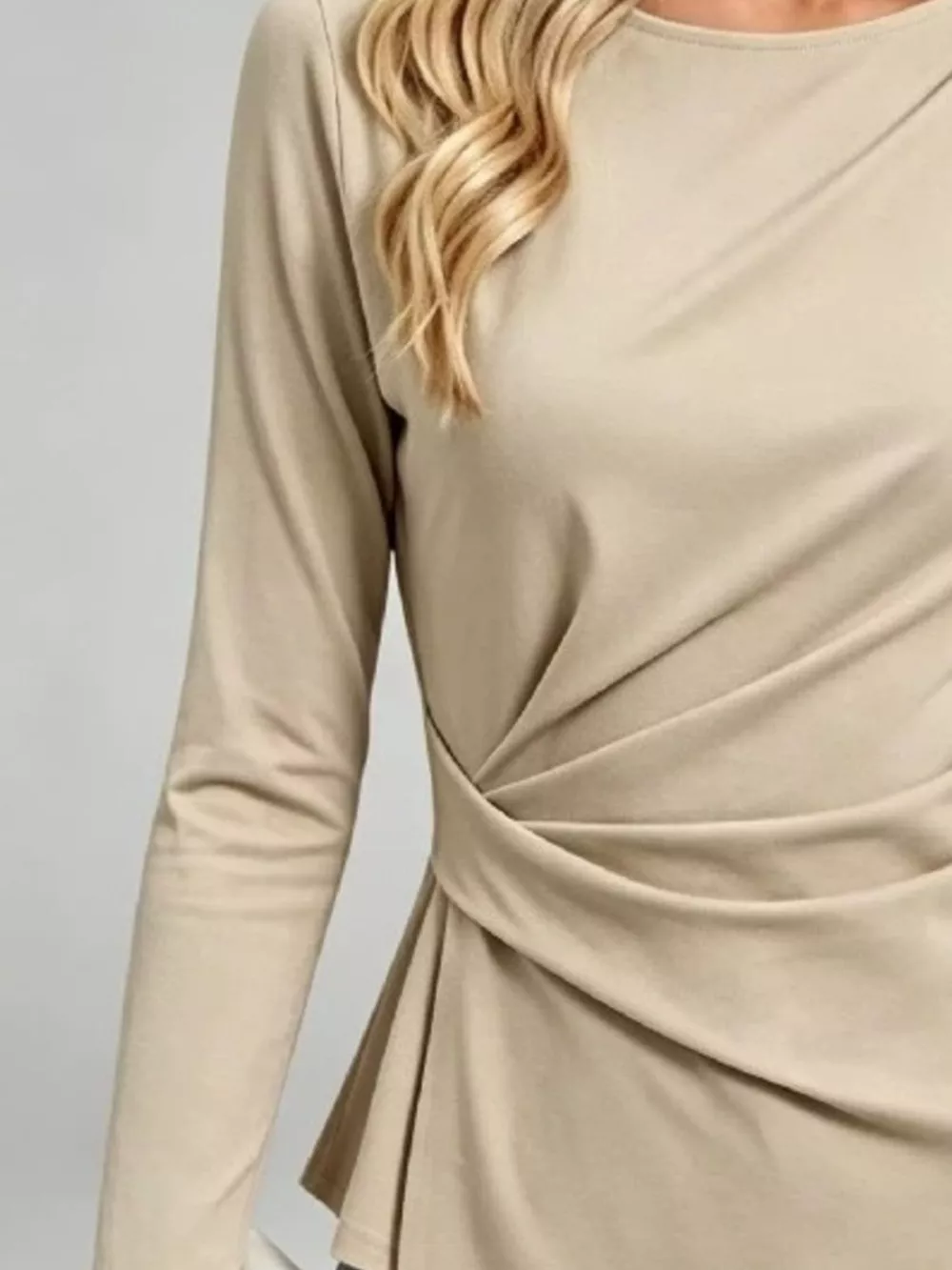 Ruched Waist Long Sleeve T-Shirt, image 2