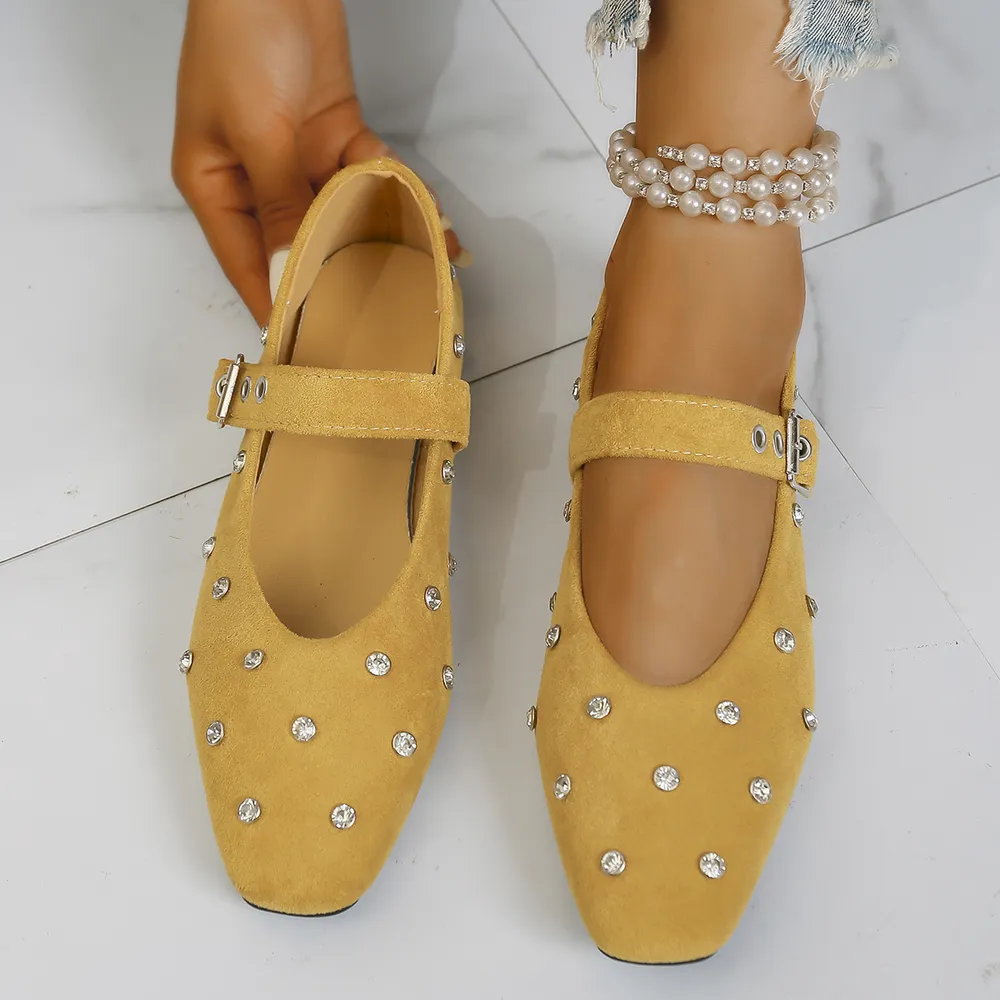 Rhinestone Buckle Flat Mary Jane Loafers, image 3