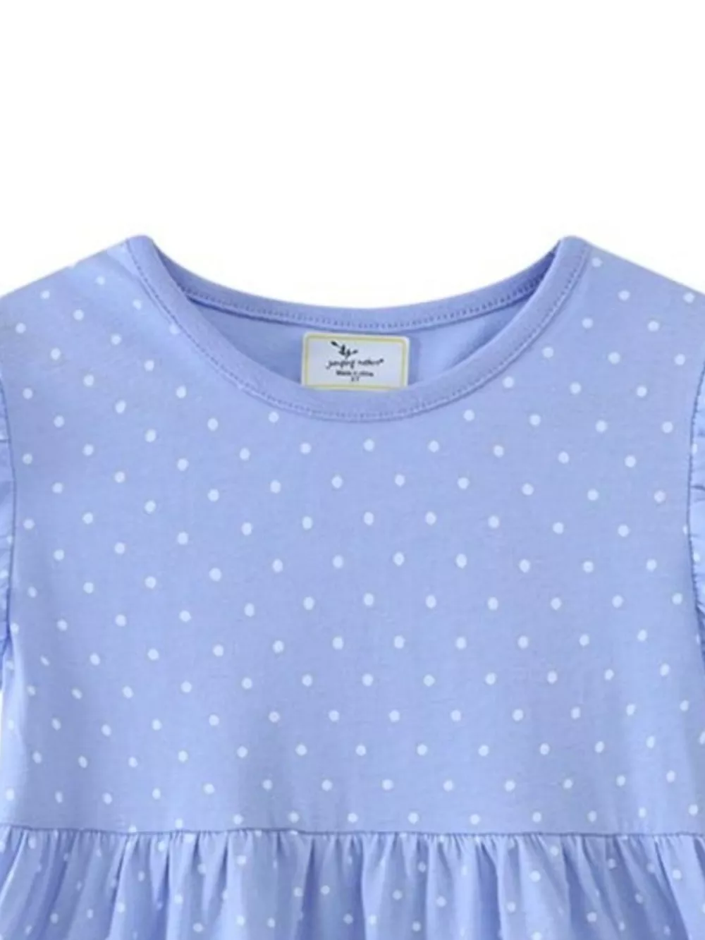Children's Polka Dot Bunny Embroidered Ruffle Sleeve Dress, image 3