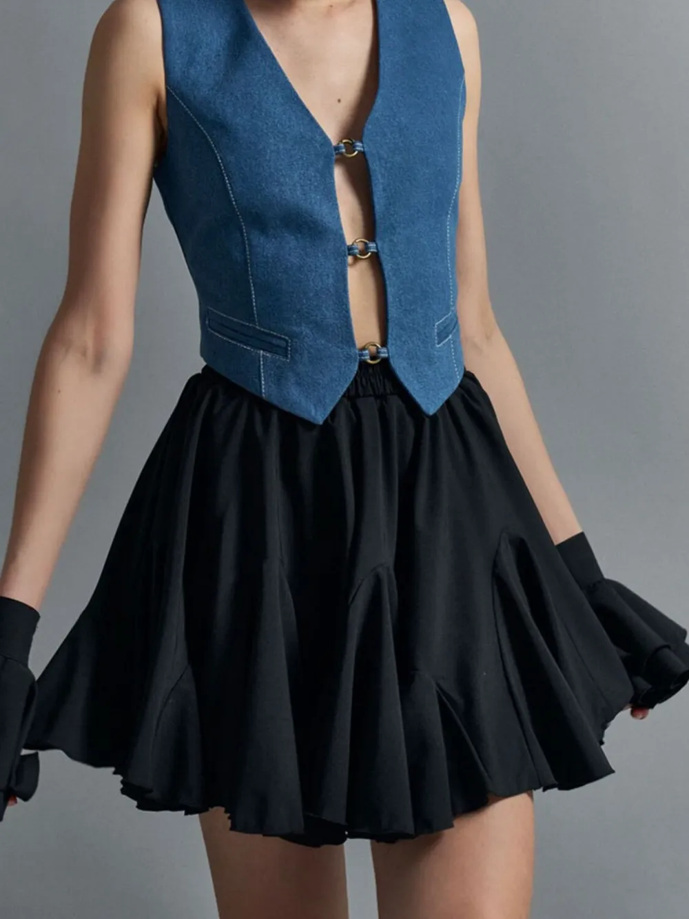 Elastic Waist Ruffled Hem Skirt