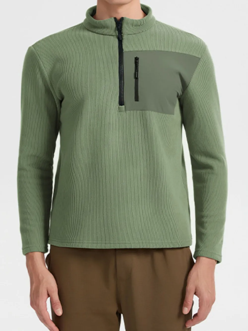 Men's Plus Size Half-Zip Fleece Sweatshirt with Chest Pocket, image 6