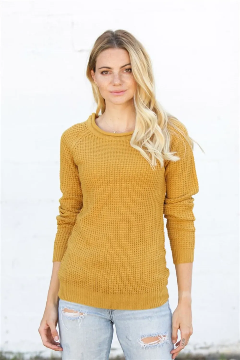 Round Neck Raglan Sleeve Sweater, image 2