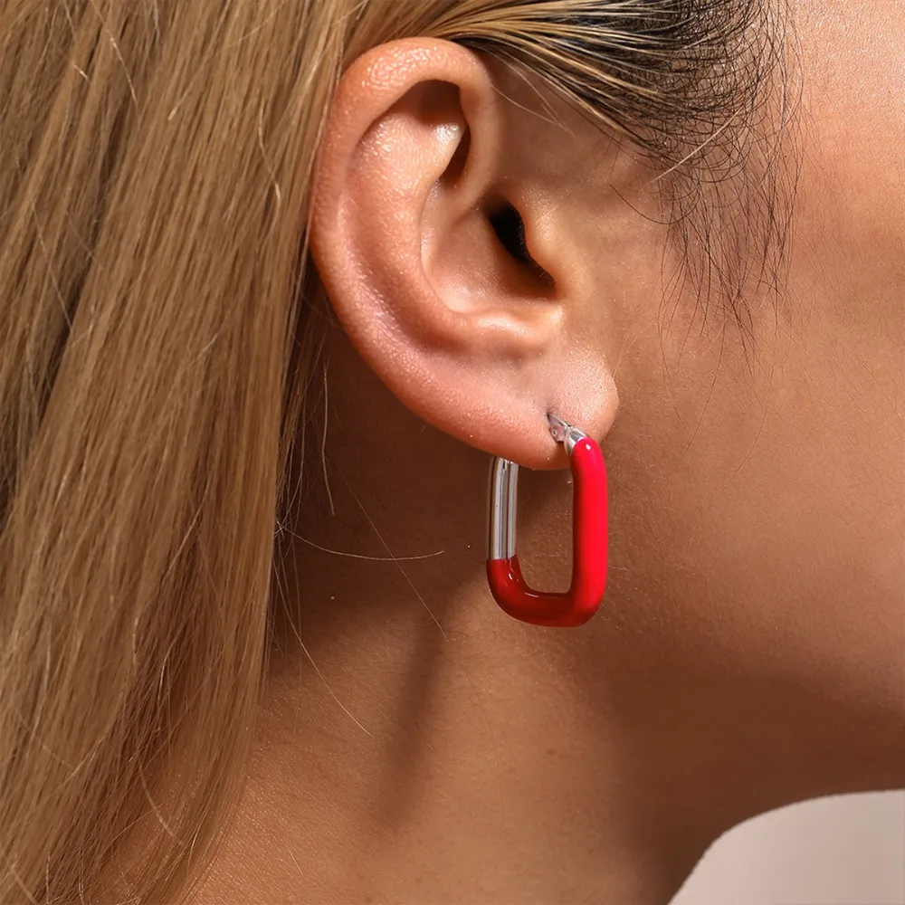 Stainless Steel Drip Oil Contrast Earring, image 9