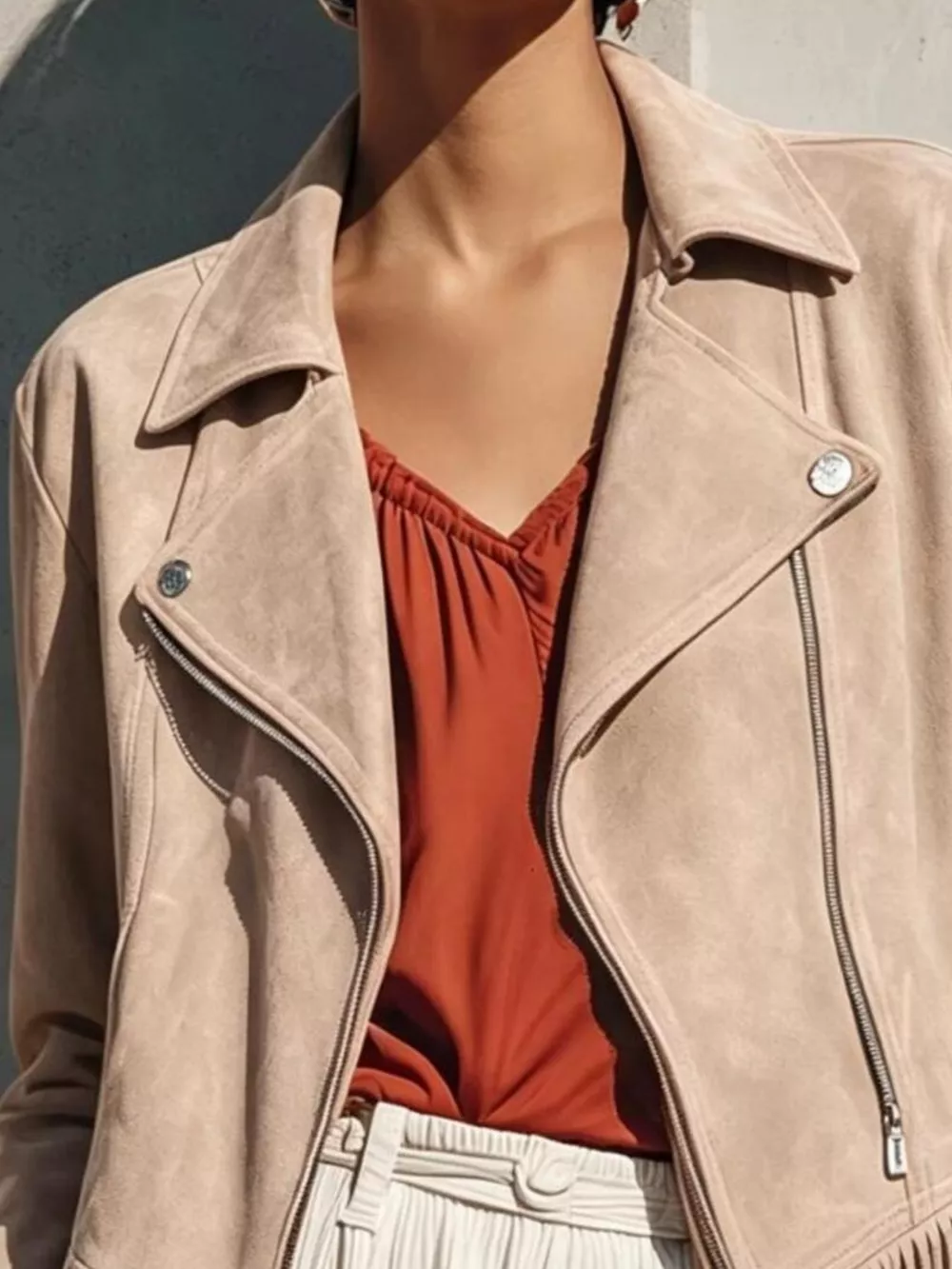 Faux Suede Fringe Moto Jacket, image 3