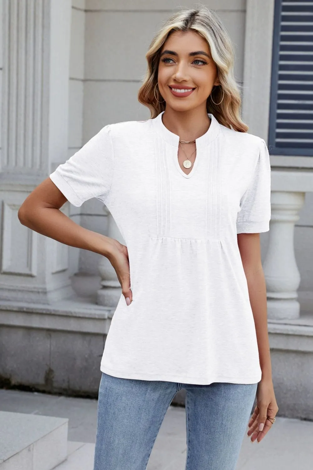 Notched Short Sleeve Top, image 12