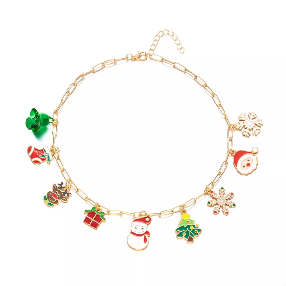 18K Gold-Plated Resin Christmas Theme Necklace, image 5