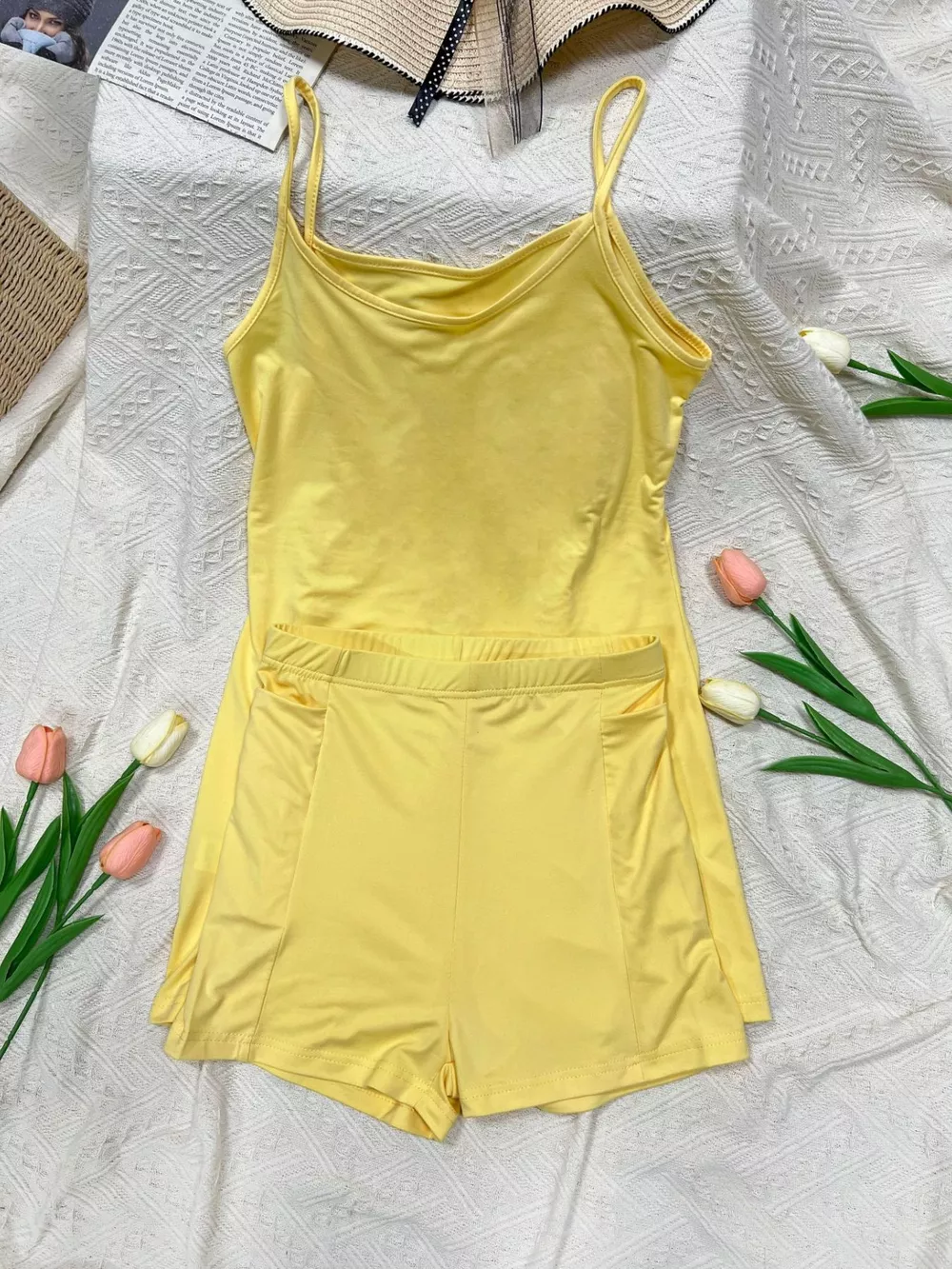 Scoop Neck Cami and Shorts Active Set, image 8