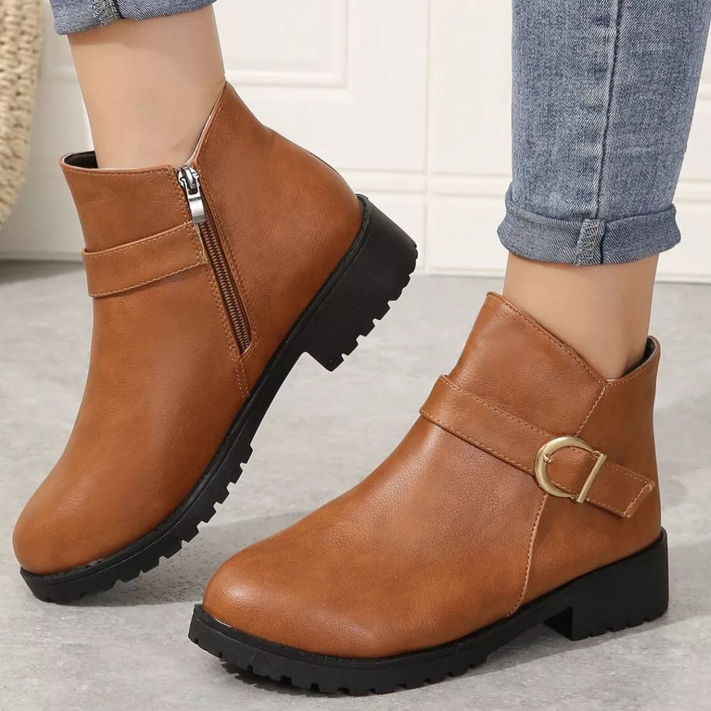 Round Toe Block Heels Boots, image 6