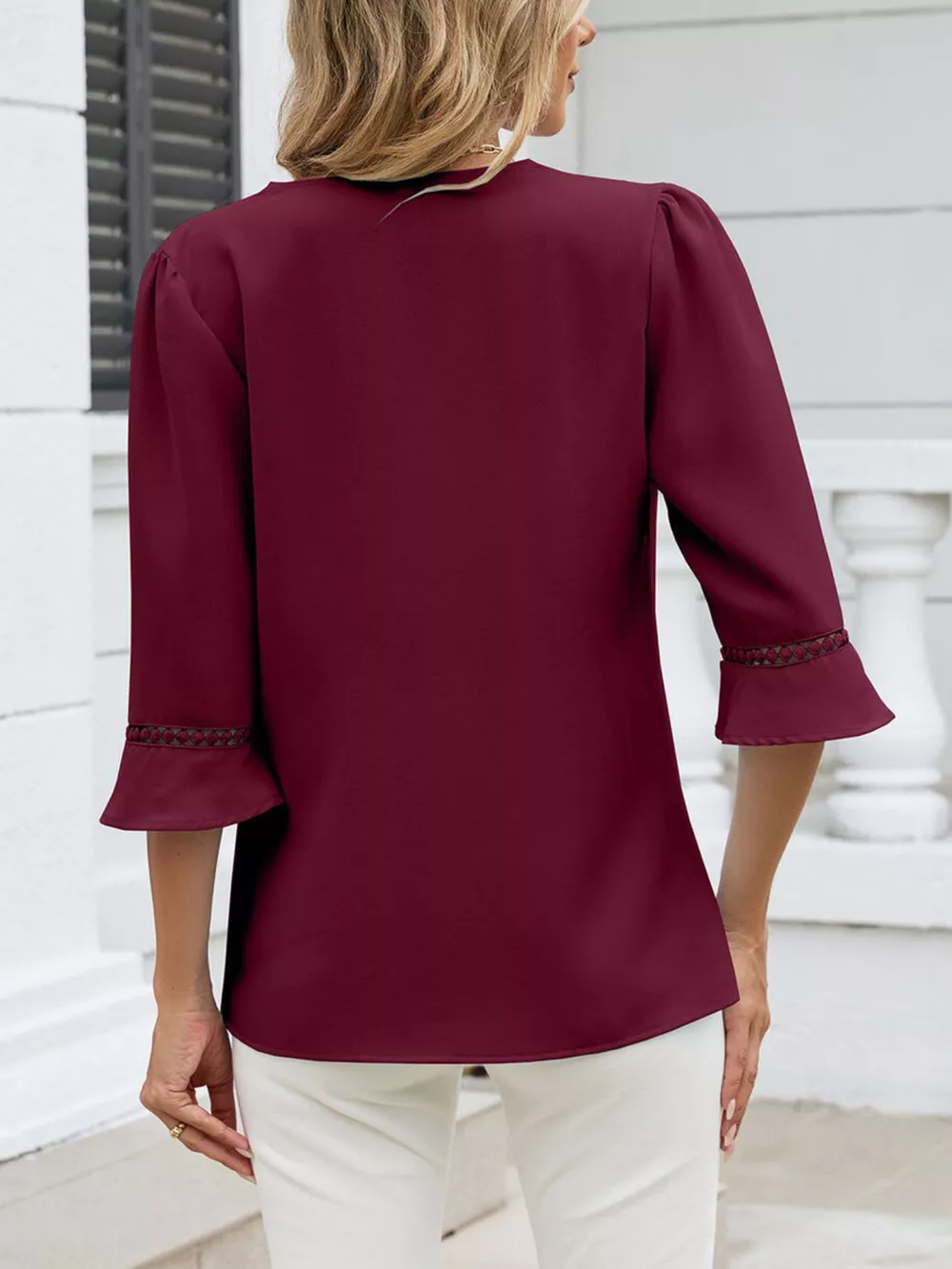 V-Neck 3/4 Sleeve Blouse, image 7
