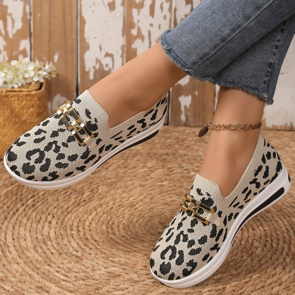 Leopard Round Toe Slip-Ons, image 7