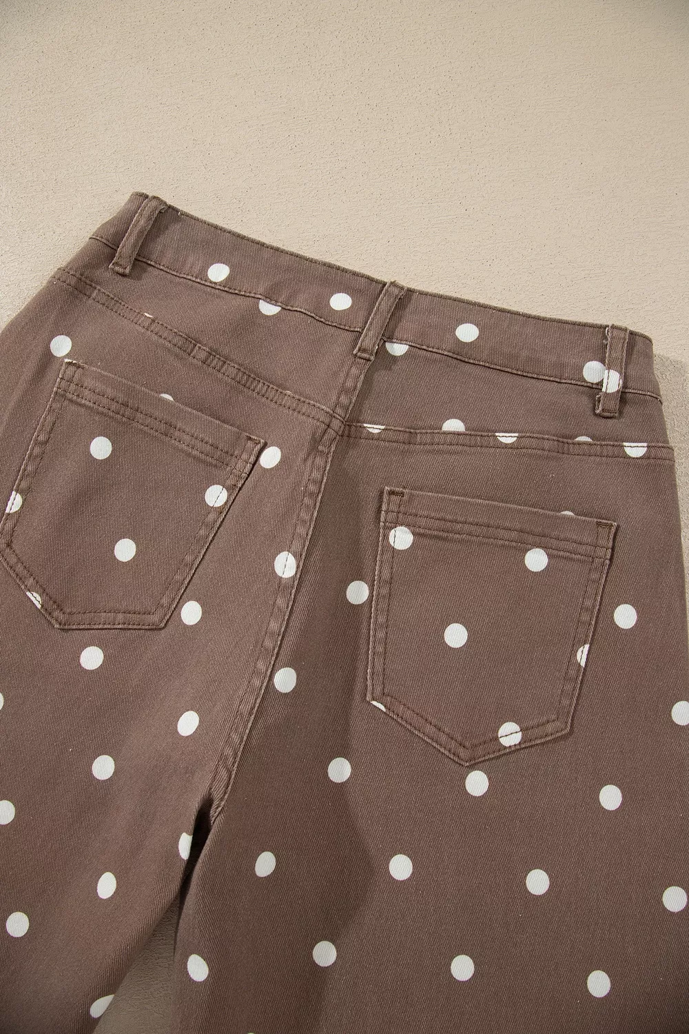 Tailored Seam Polka Dot Print Barrel Casual Jeans, image 11