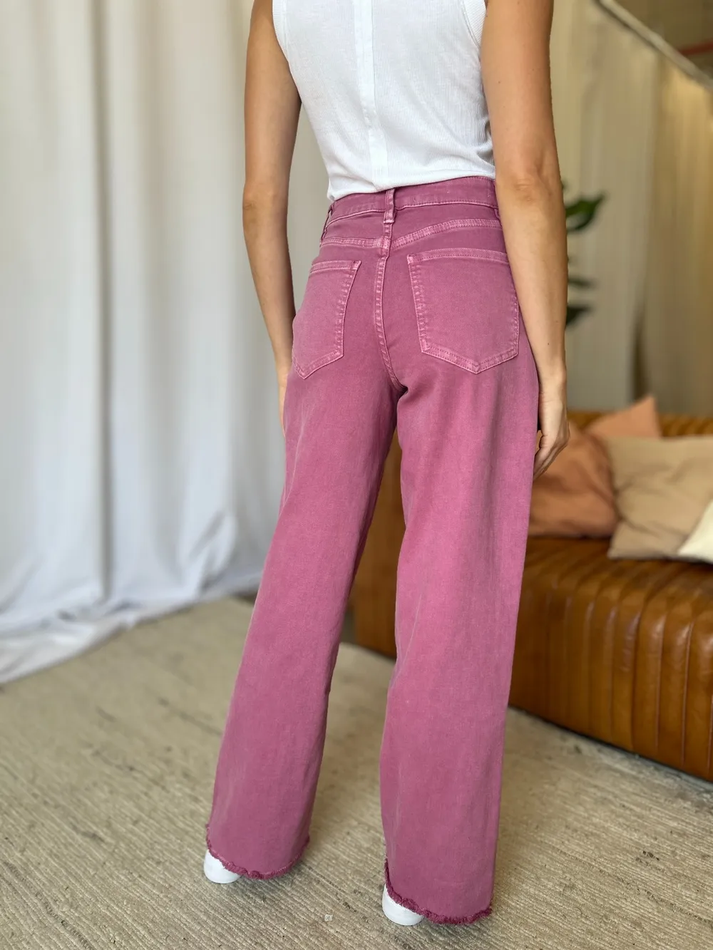 Full Size High Rise Garment Dye Wide Leg Jeans, image 10