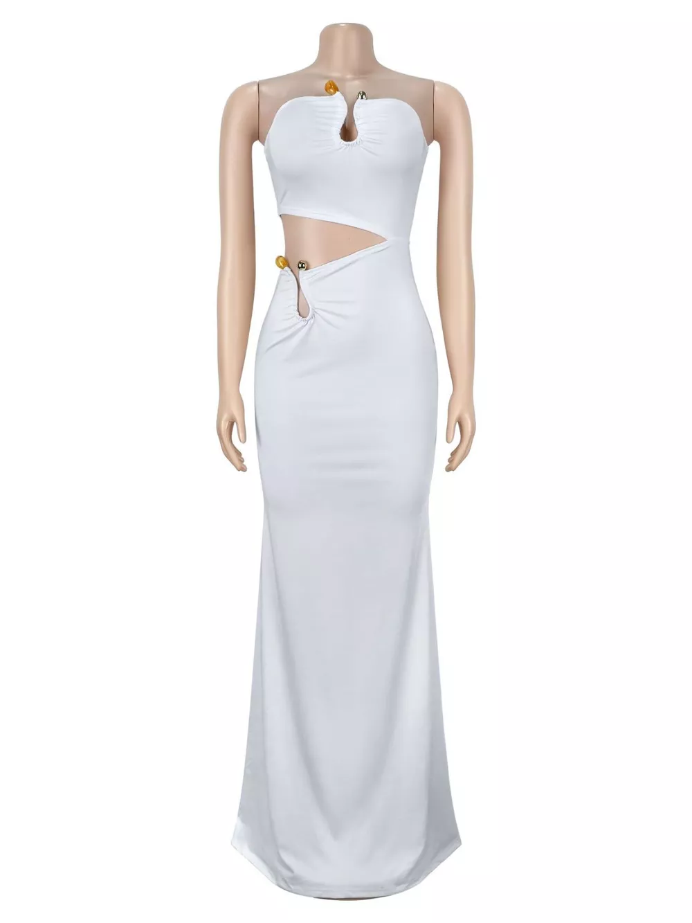 Strapless Cut-out Maxi Dress with Ruched Detail, image 3