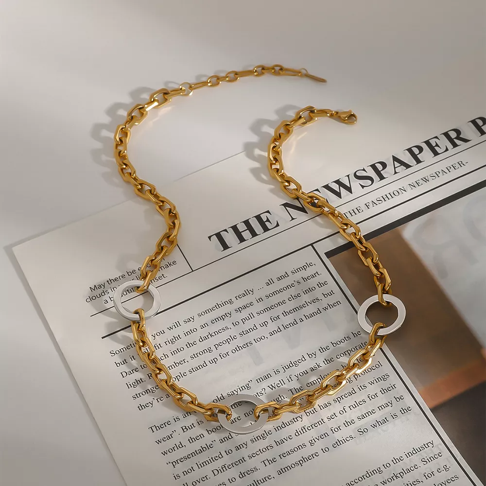 Stainless Steel Chain Link Circle Necklace, image 5