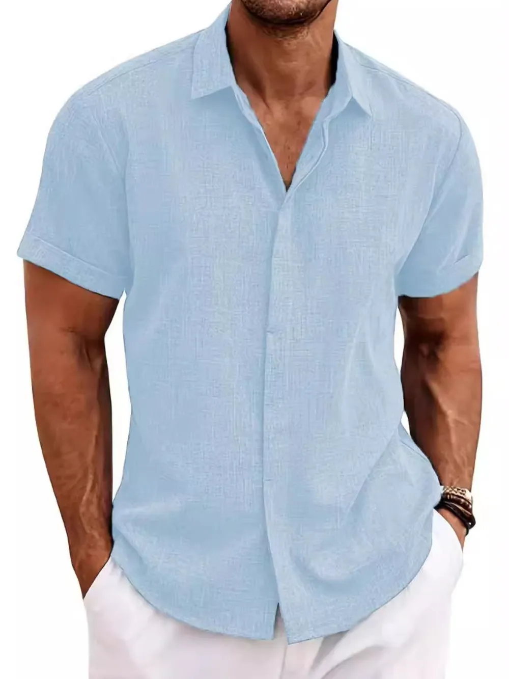 Men's Full Size Collared Neck Short Sleeve Shirt Plus Size, image 7