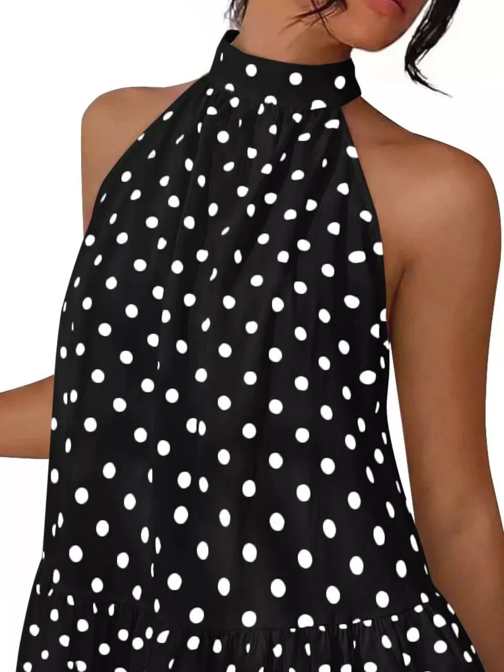 Polka Dot Halter Neck Mini Dress, image 3