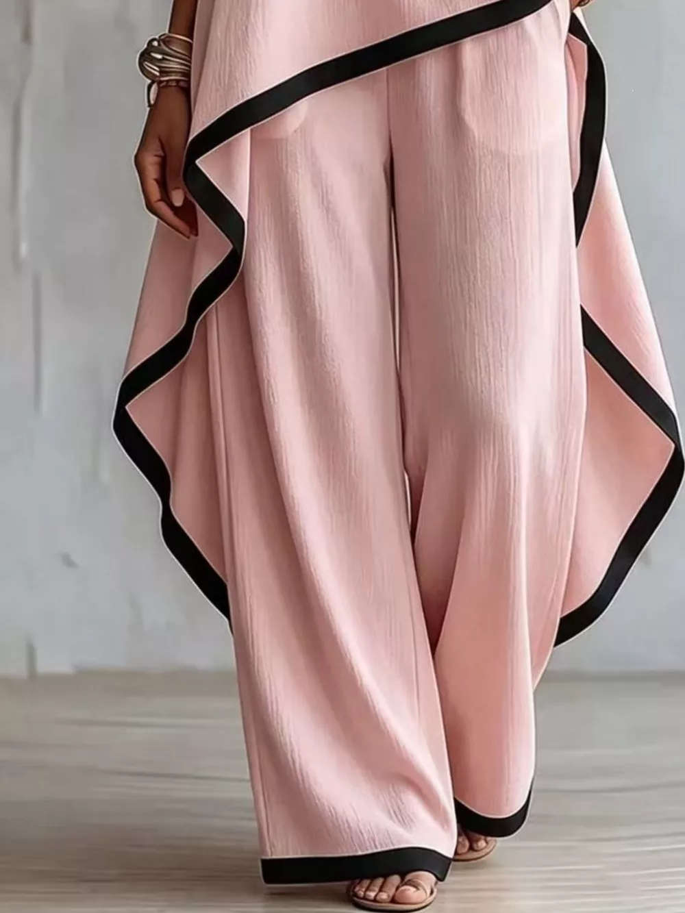 Full Size Contrast Trim High-Low Top and Pants Set Plus Size, image 18