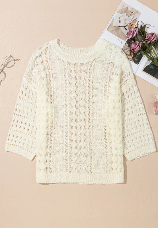Hollow Out Drop Shoulder Sweater, image 10