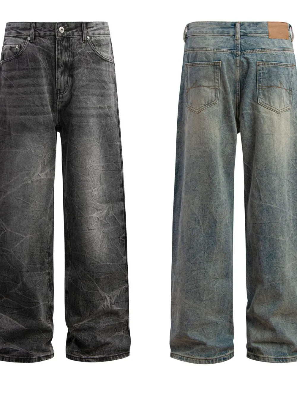 Men's Washed Wide Leg Baggy Jeans, image 3