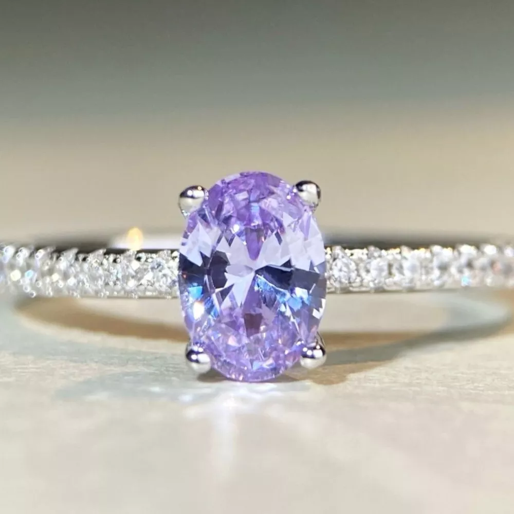 925 Sterling Silver Zircon Oval Ring, image 4