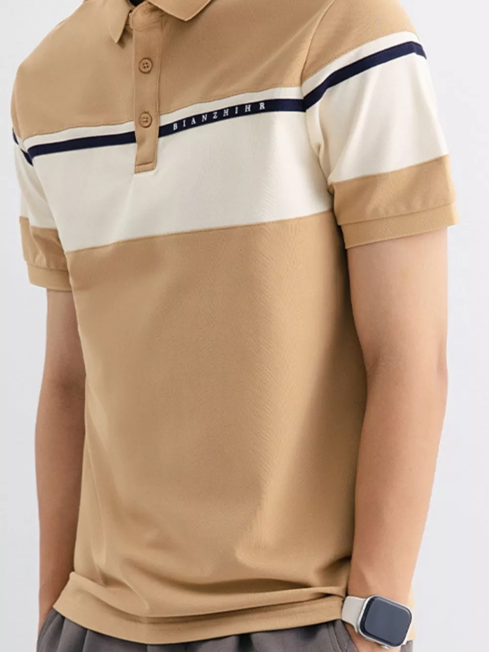 Men's Plus Size Color Block Polo Shirt, image 6