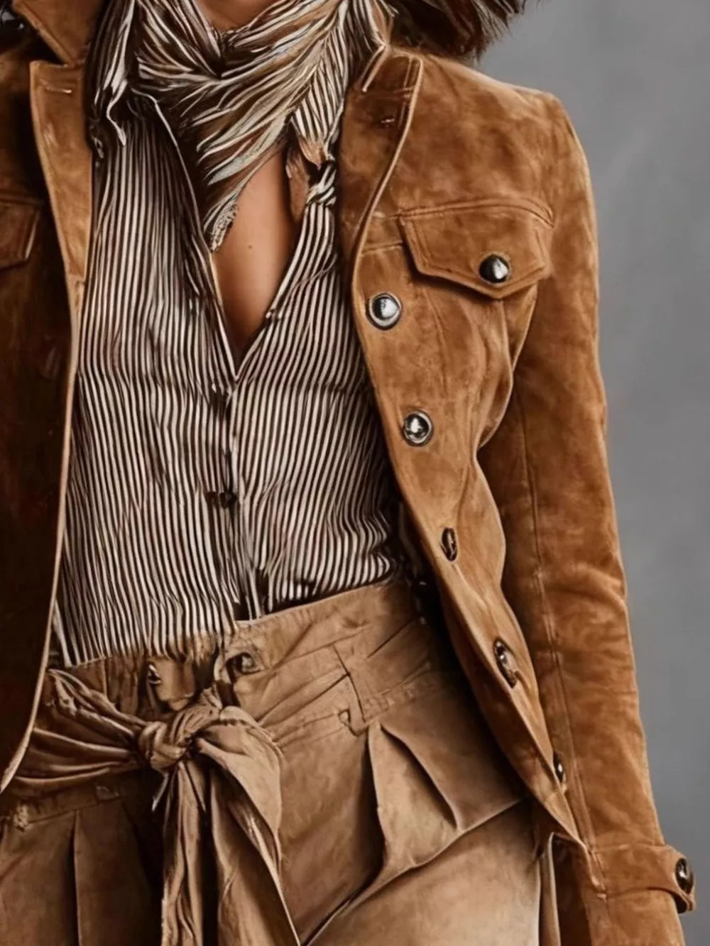 Full Size Suede Utility Blazer with Button-Front Detail Plus Size, image 2
