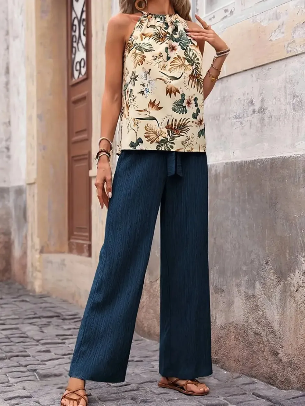 Printed Tank Top and Wide Leg Pants Set, image 17