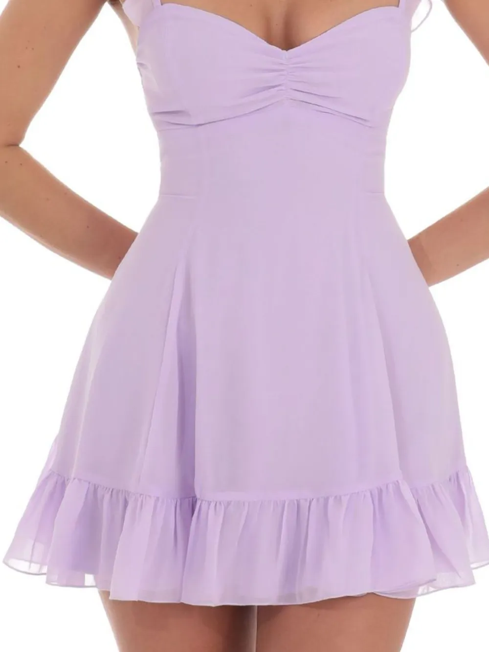Ruffled Hem Sweetheart Neck Dress, image 2