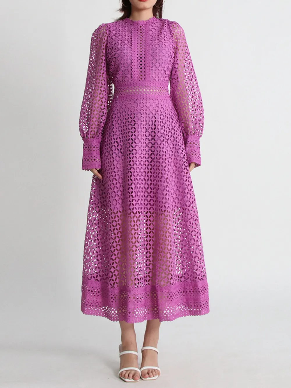 Lace Long Sleeve Midi Dress, image 5