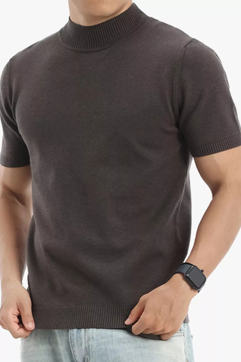 Men's Plus Size Slim Fit Short Sleeve Sweater, image 3