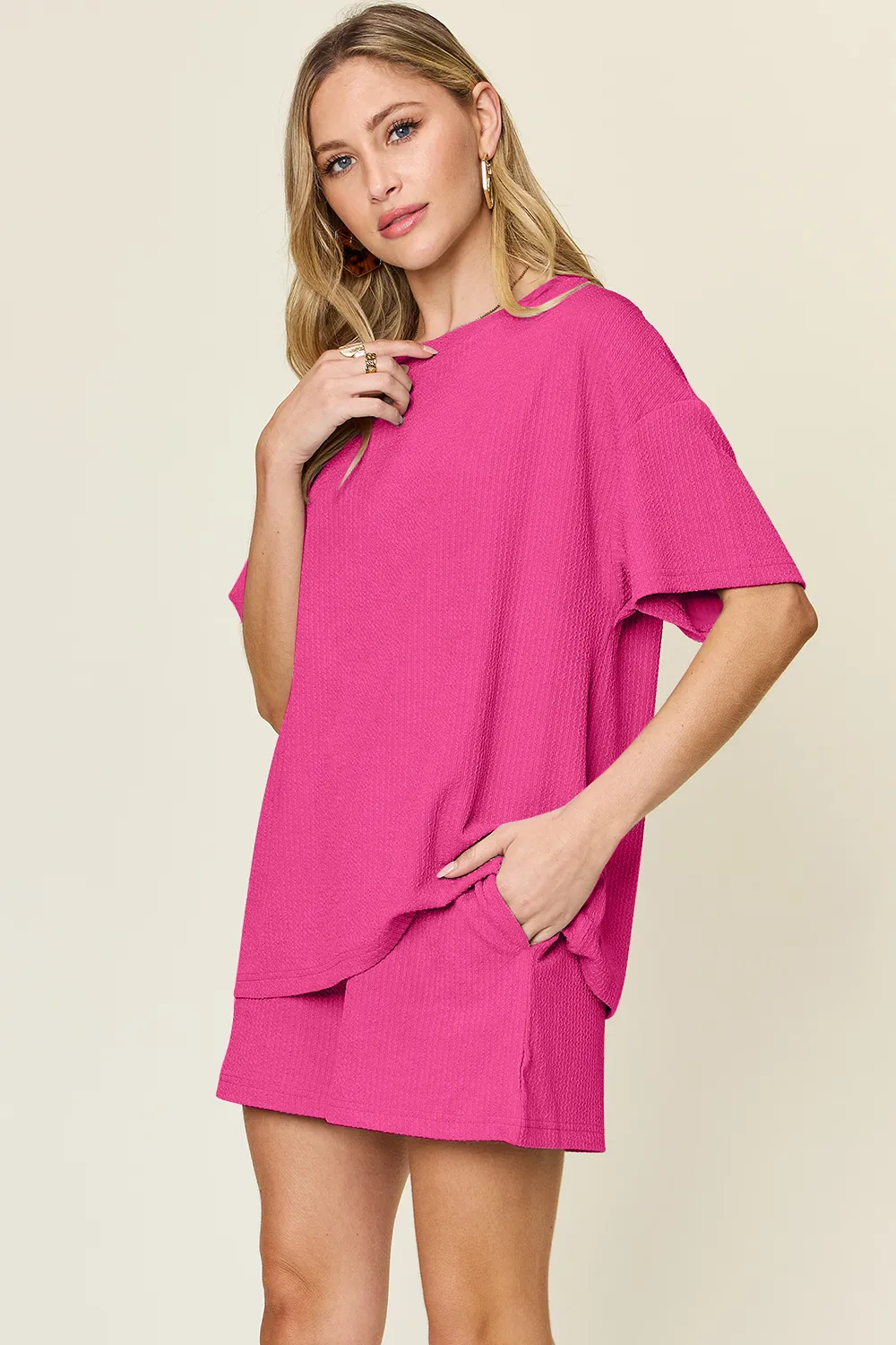 Basic style Round Neck Solid Set, image 8