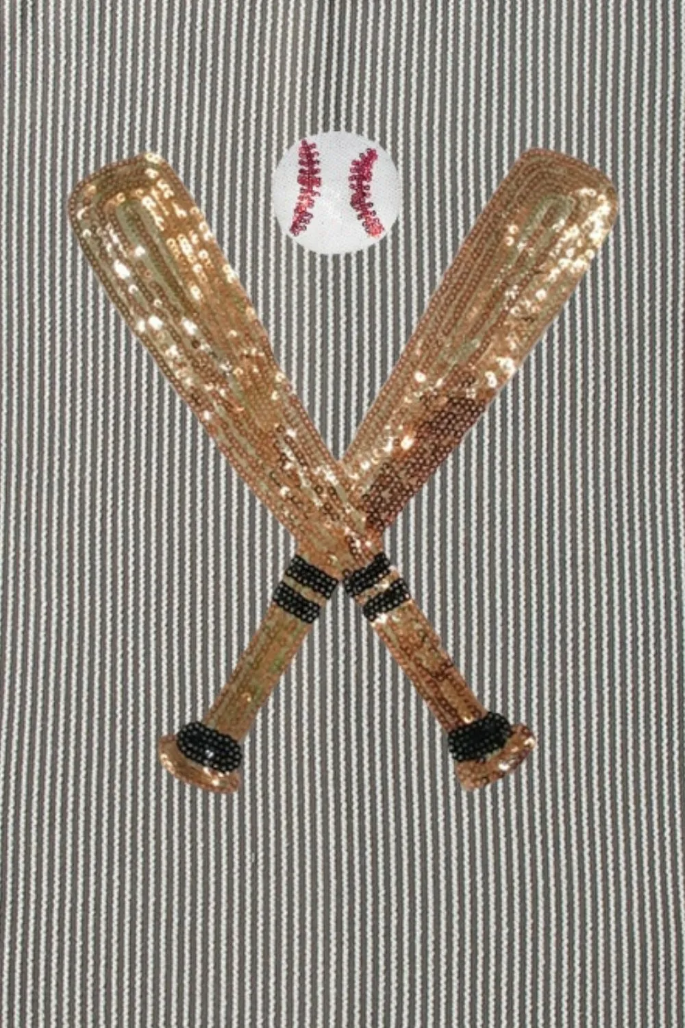 Sequin Baseball Round Neck Short Sleeve T-Shirt, image 2