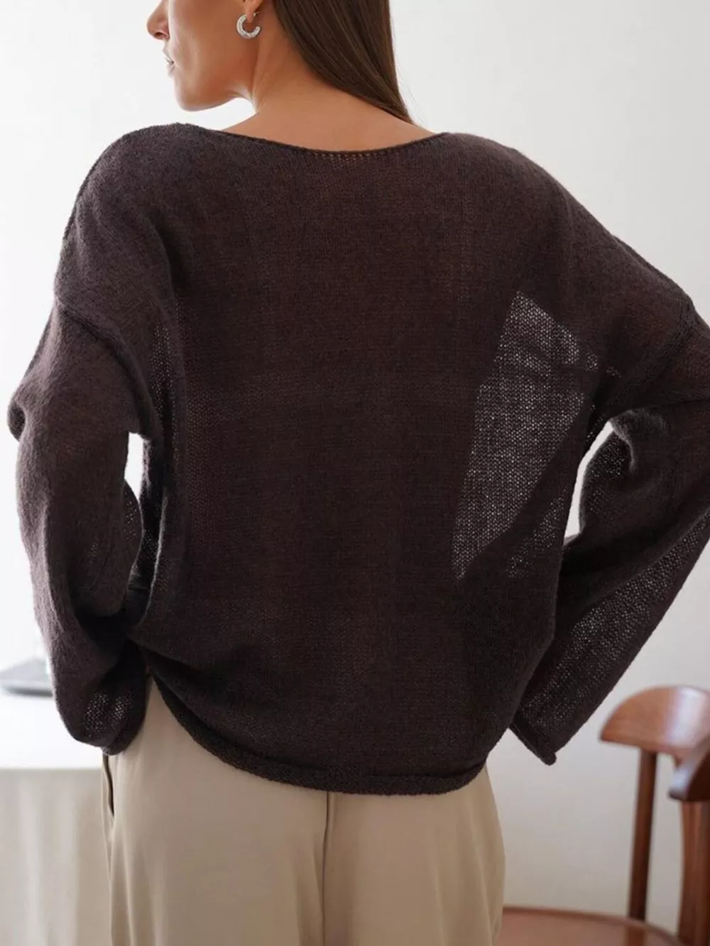 Boat Neck Dropped Shoulder Sweater, image 16