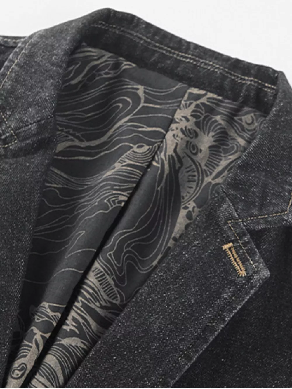 Men's Plus Size Slim Fit Long Sleeve Denim Blazer, image 5