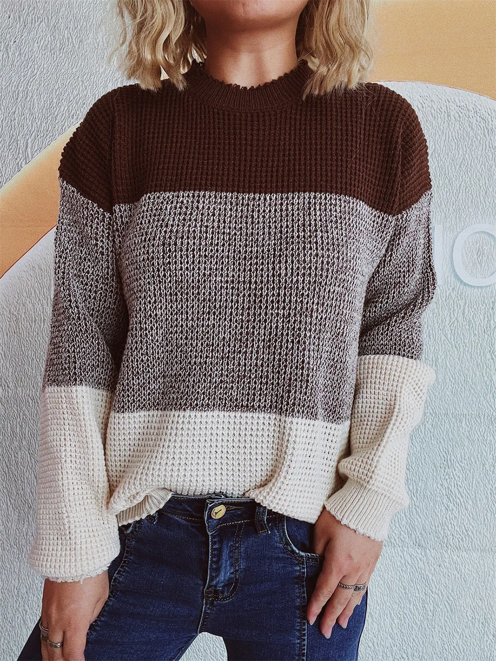 Color Block Long Sleeve Sweater, image 7