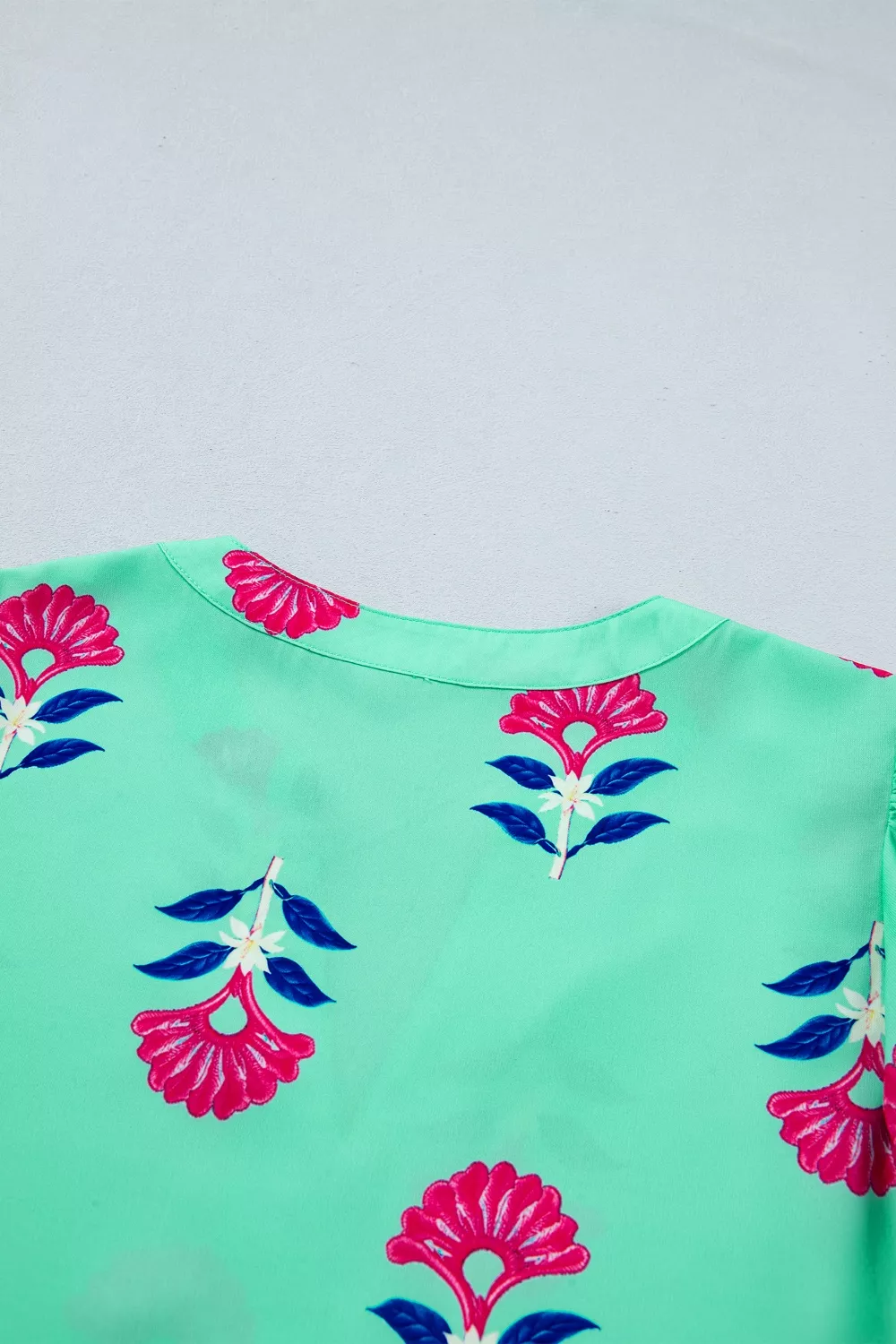 Floral V Neck Flutter Sleeve Blouse, image 8