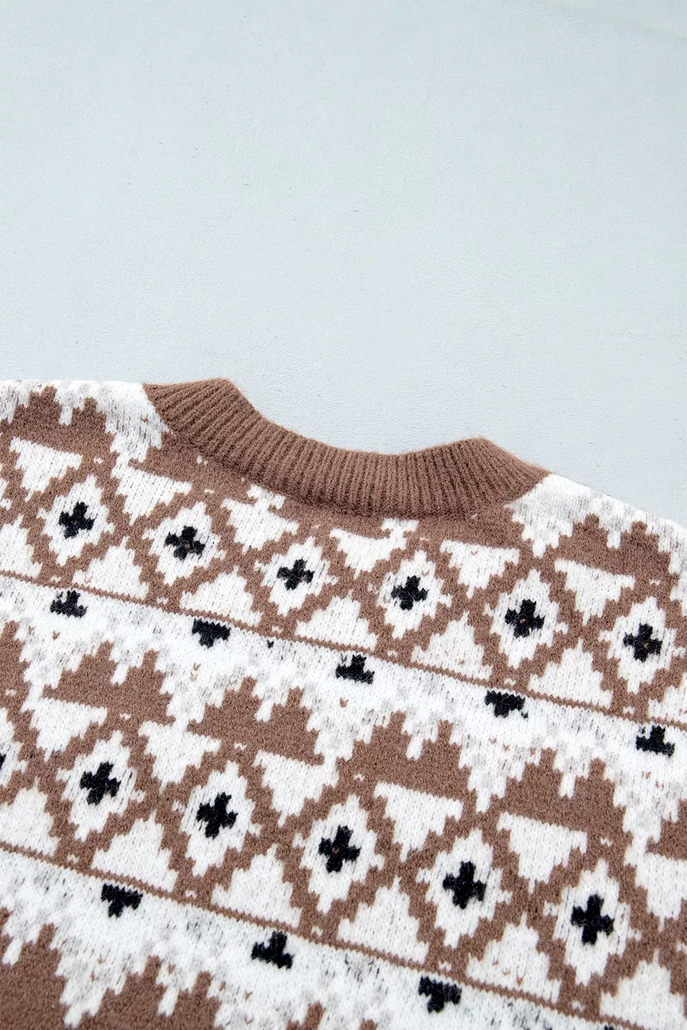 Geometric Print Drop Shoulder Casual Pullover Sweater, image 8