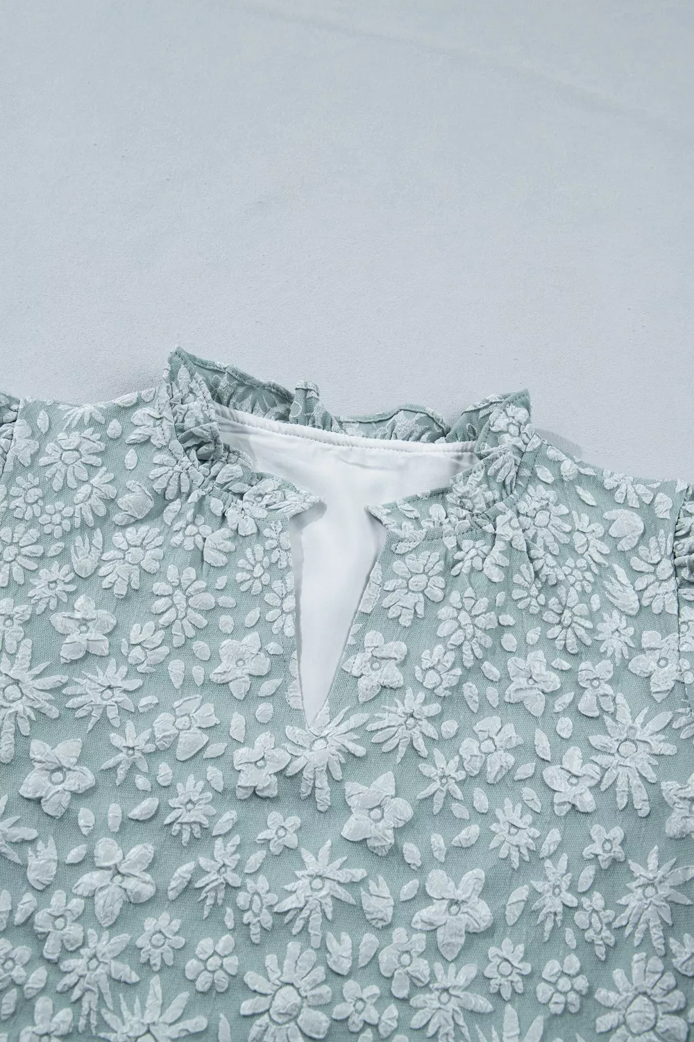 Floral Textured Jacquard Puff Sleeve Blouse, image 5