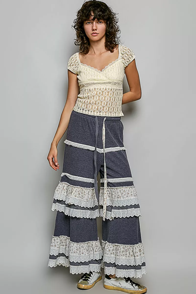 Sweetheart Neck Lace Short Sleeve Top, image 5
