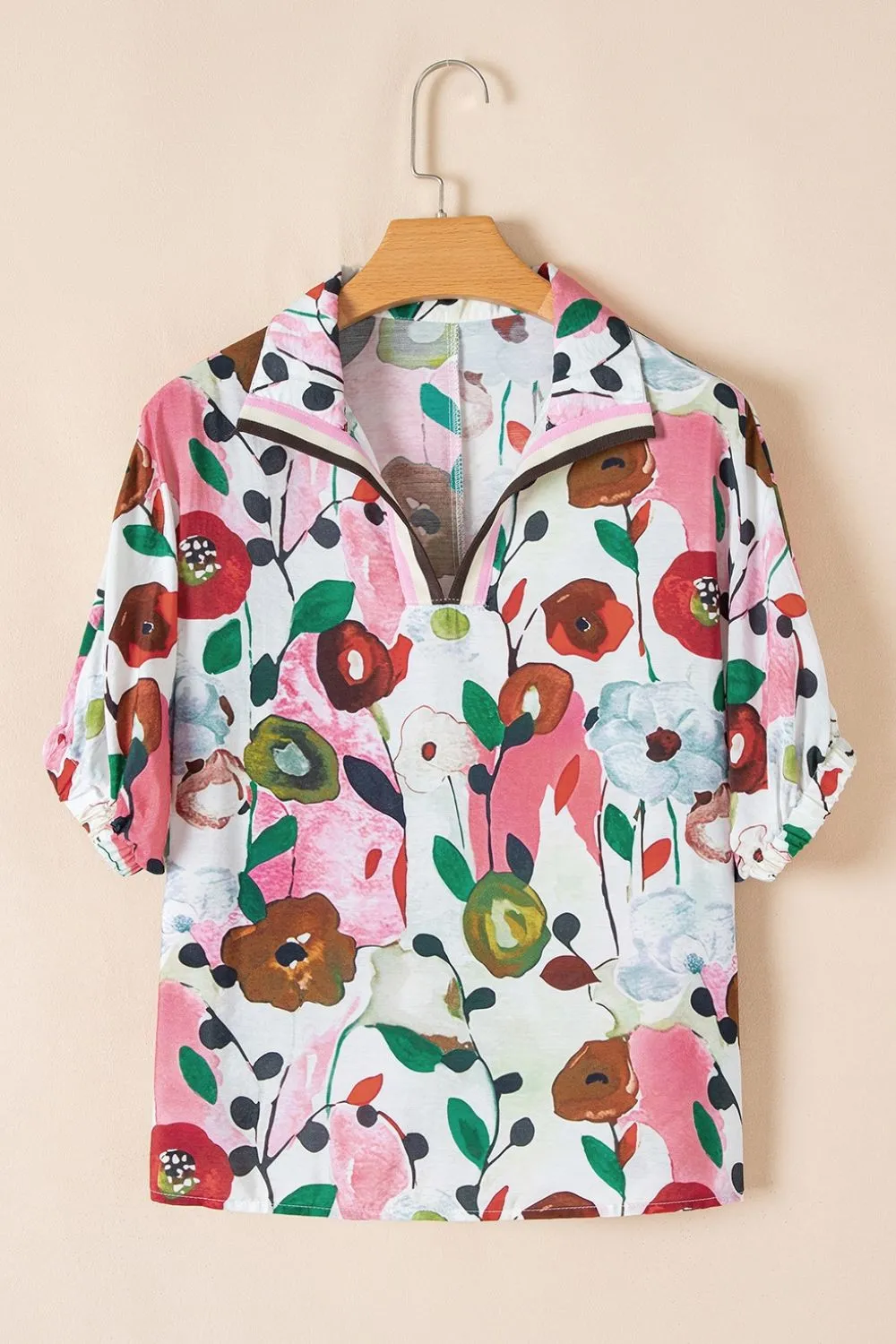 Floral Print Short Sleeve Blouse, image 7