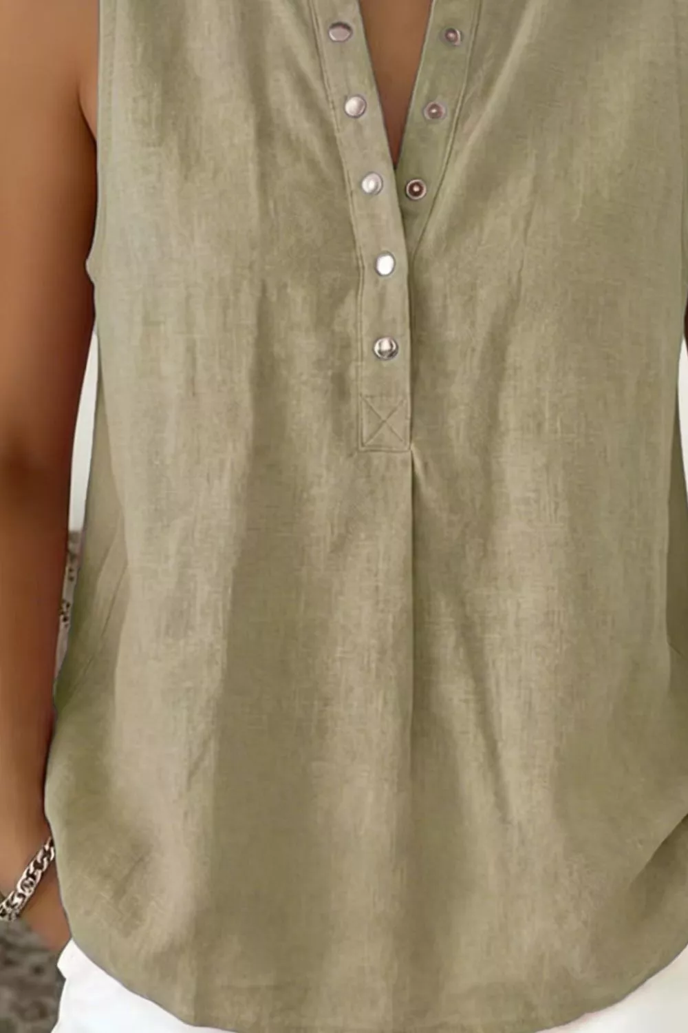 Snap Down Sleeveless Top, image 6