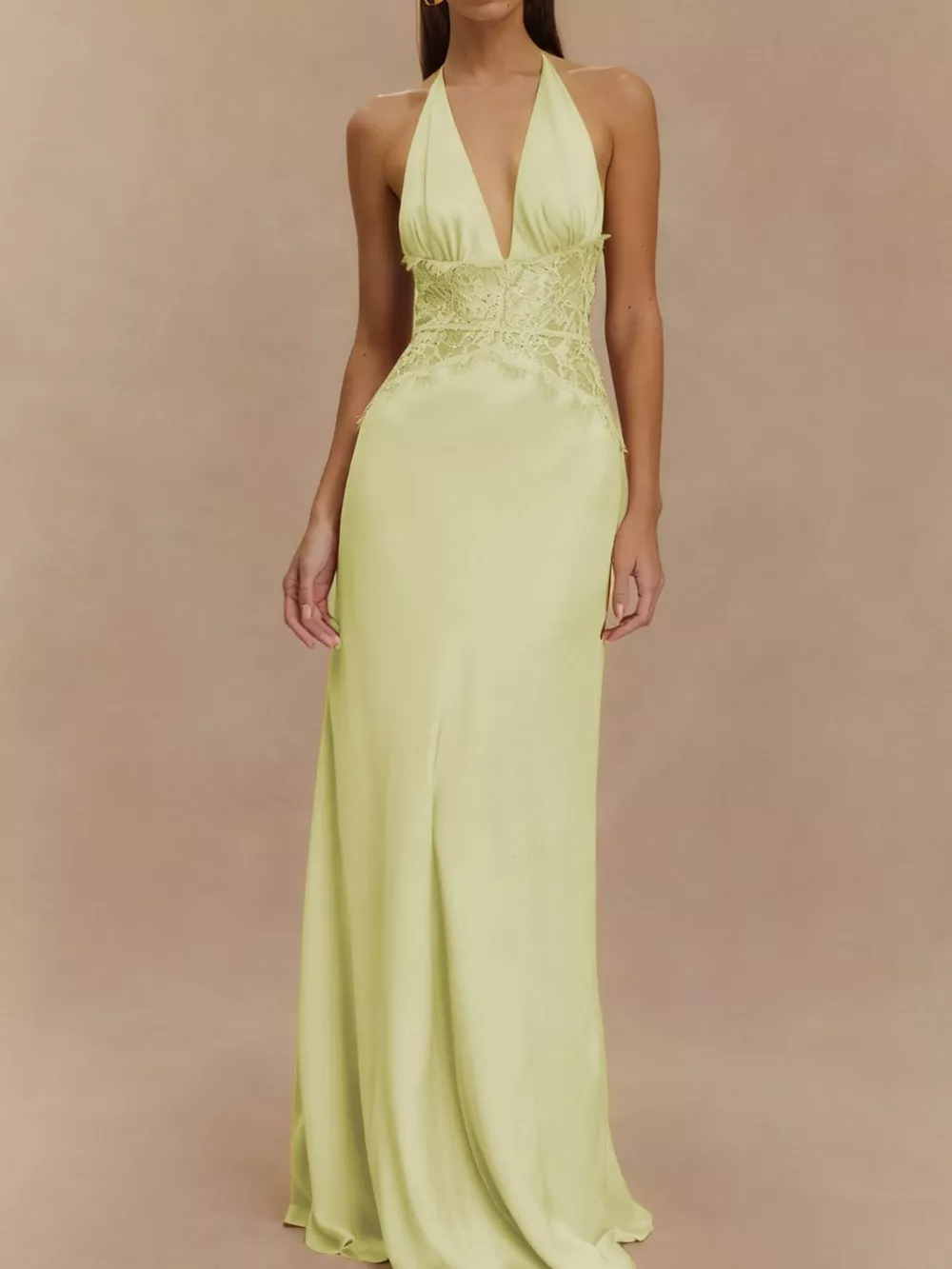 Halter Neck Lace Trimmed Maxi Dress, image 5