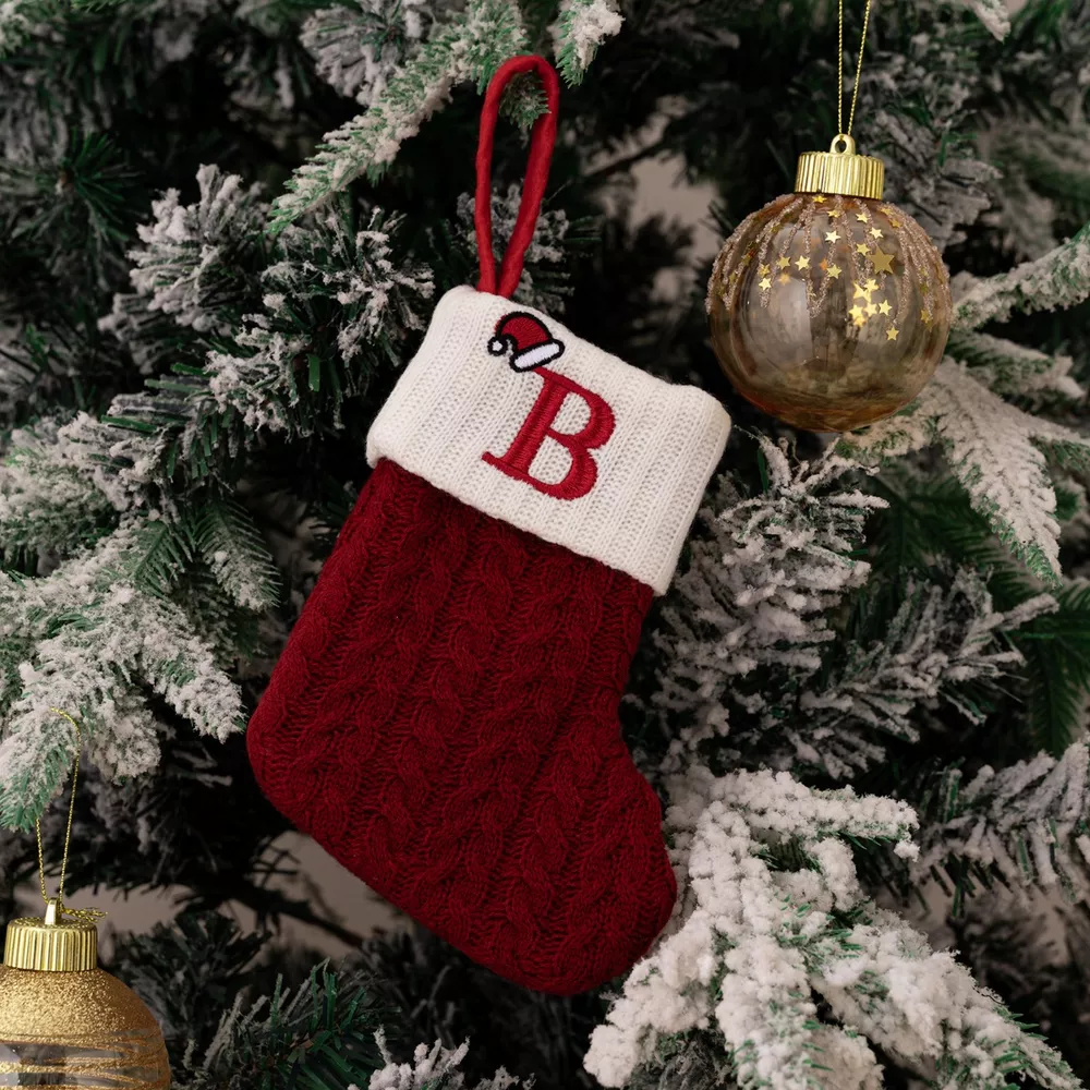 Cable-Knit Contrast Christmas Stockings, image 5