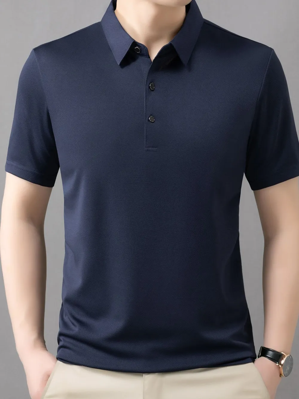 Men's Plus Size Button Detail Short Sleeve Polo, image 9