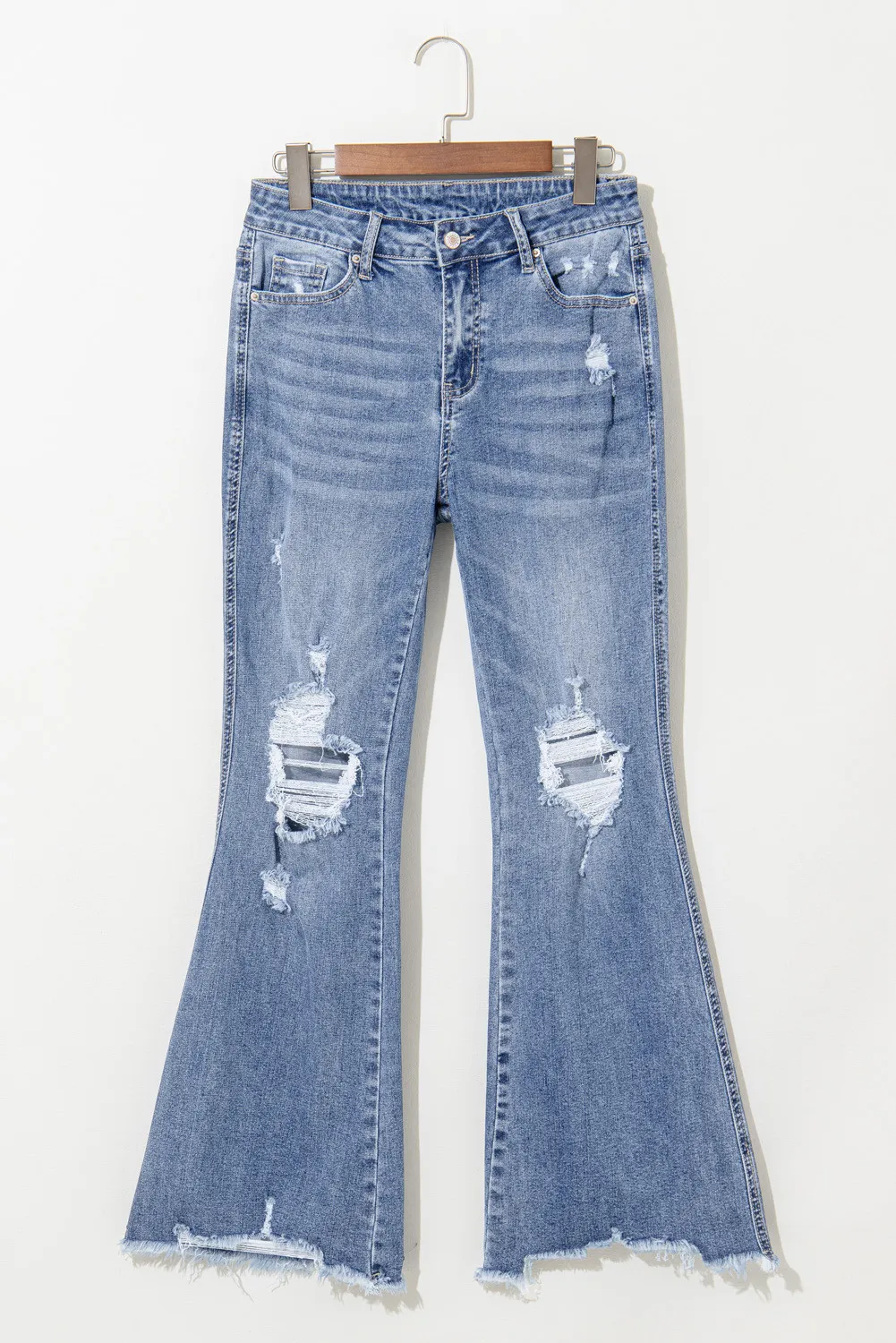 Distressed Raw Hem Bootcut Jeans, image 3