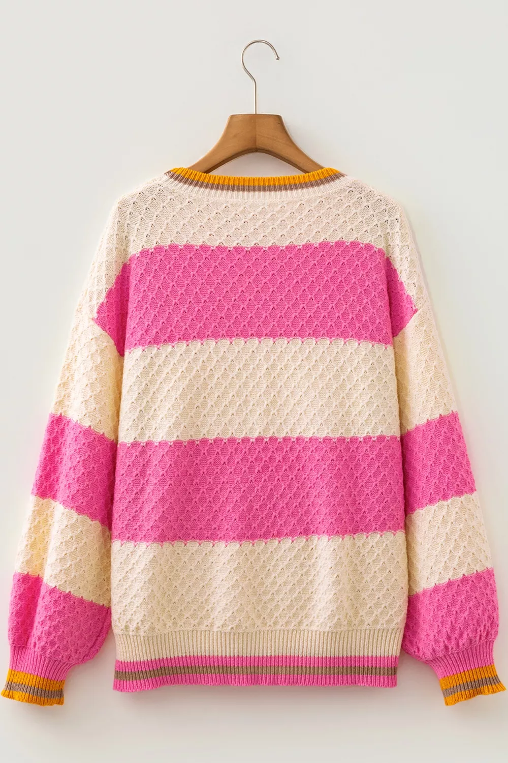 Stripe Striped Colorblock Texture Drop Shoulder Sweater, image 6