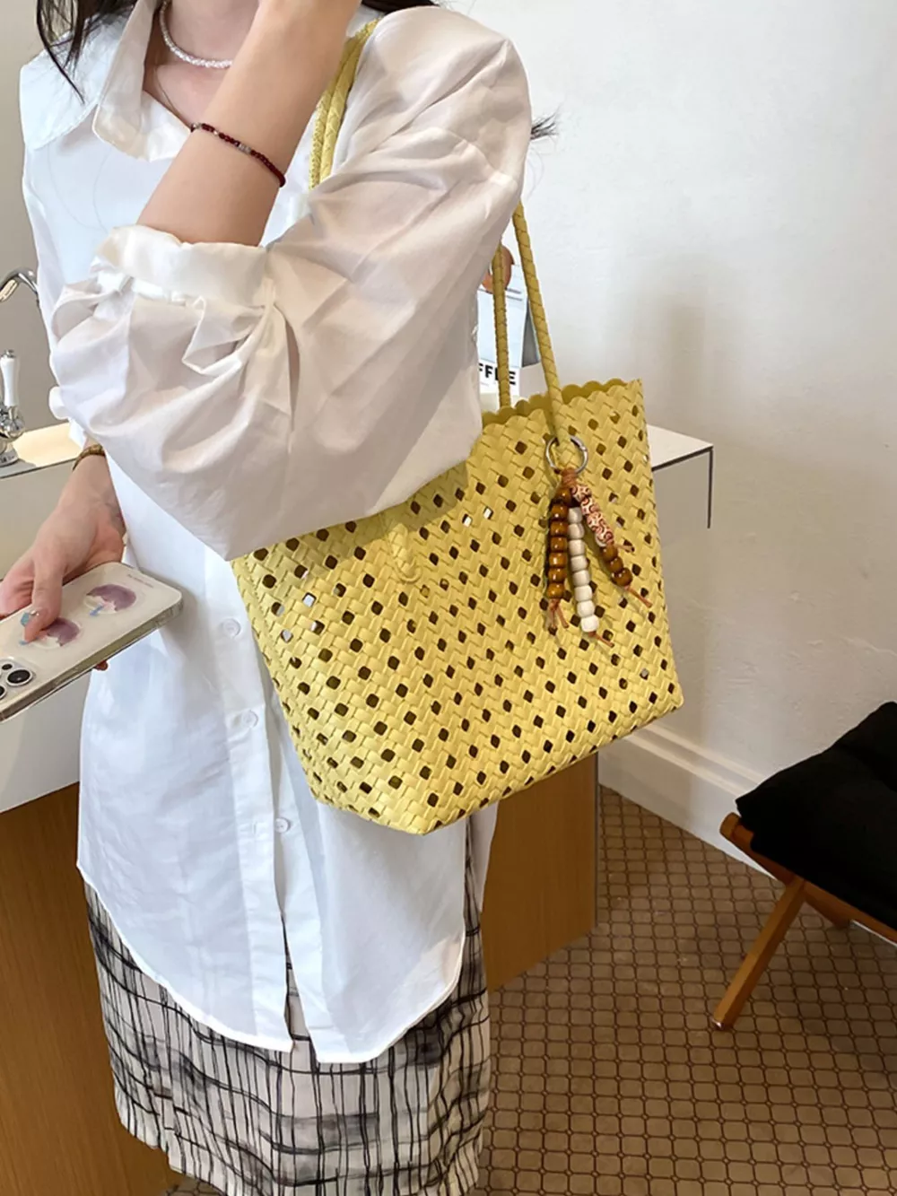 Woven Hollow-Out Shoulder Bag, image 5
