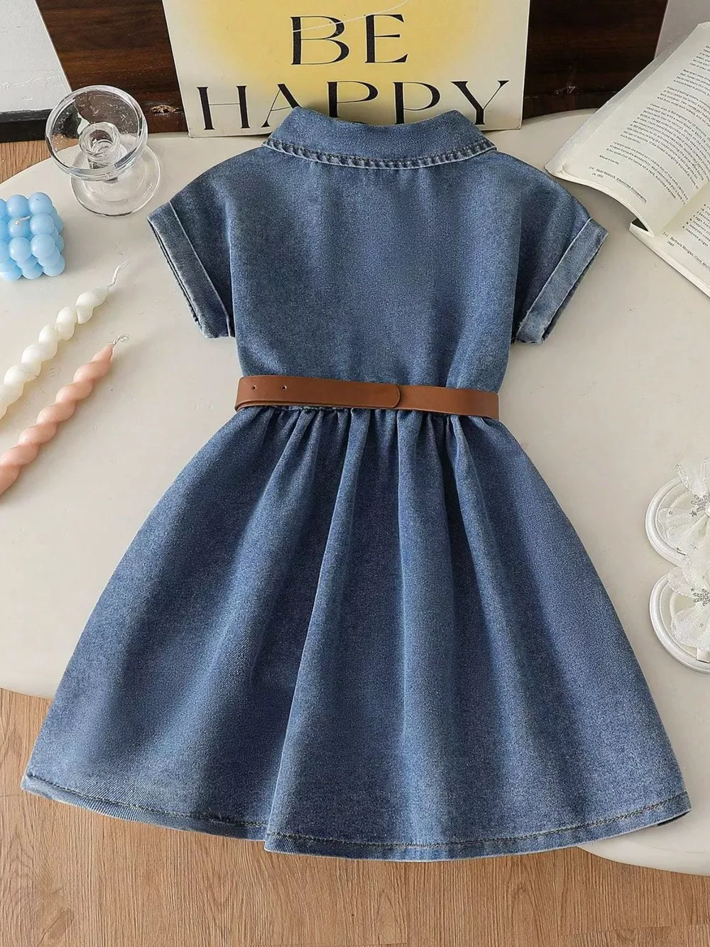 Children's Casual Denim Button-Down Dress, image 4